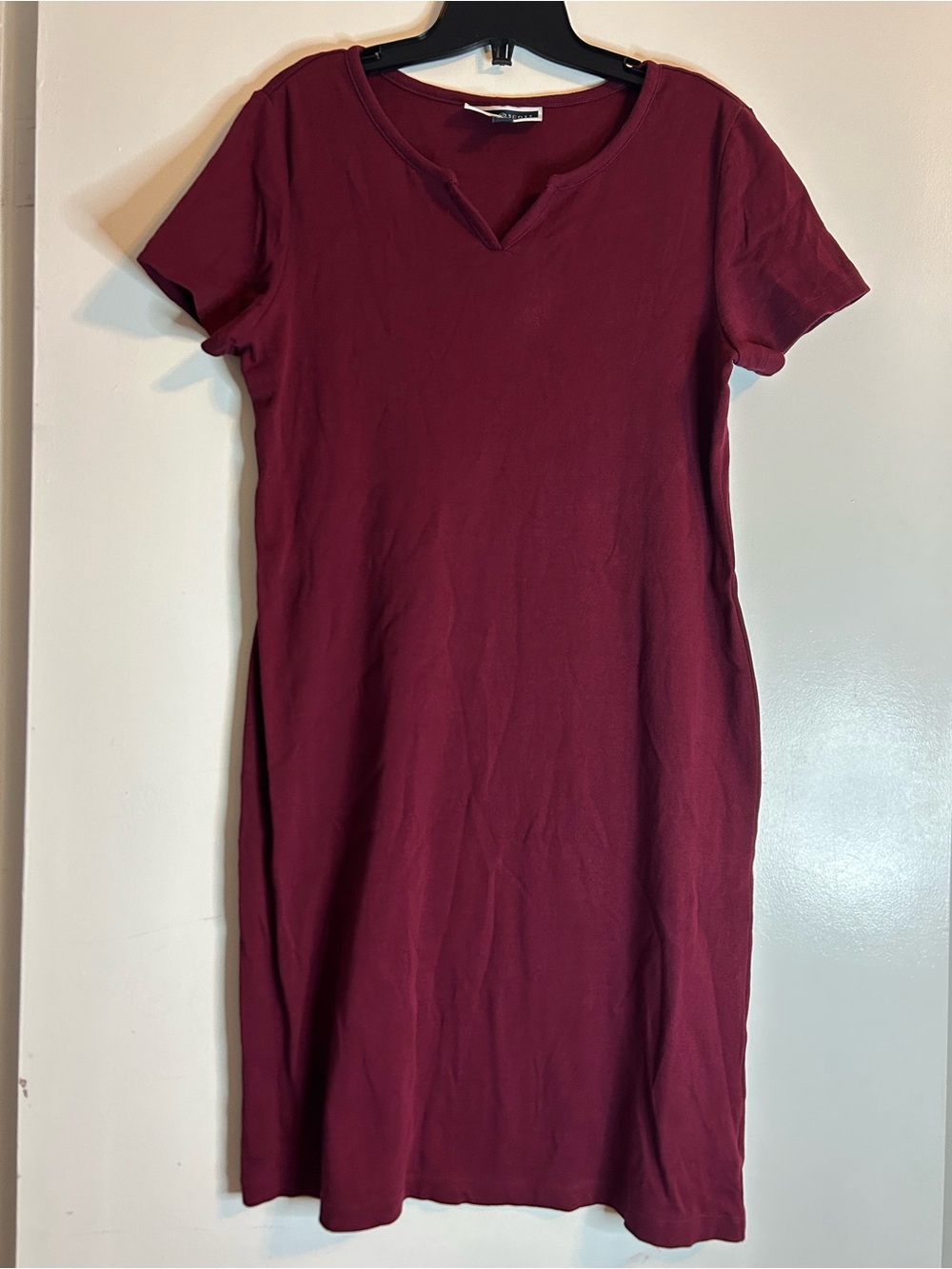Karen Scott Burgundy Short-Sleeve Midi Dress Size S